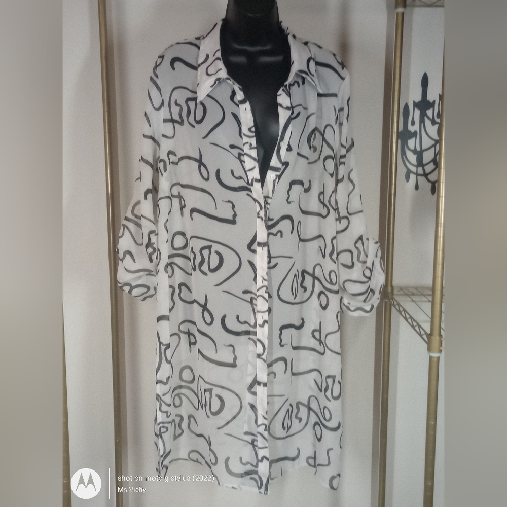 Shirt Jacket. Live 4 Truth. Size: 1X. Black and White. - Picture 2 of 8